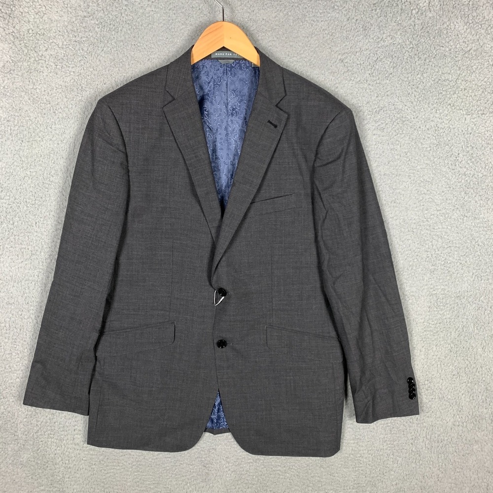 Indochino Blazer Mens Custom 42R Gray Stretch Wool Blend Newbury 56 Suit Jacket